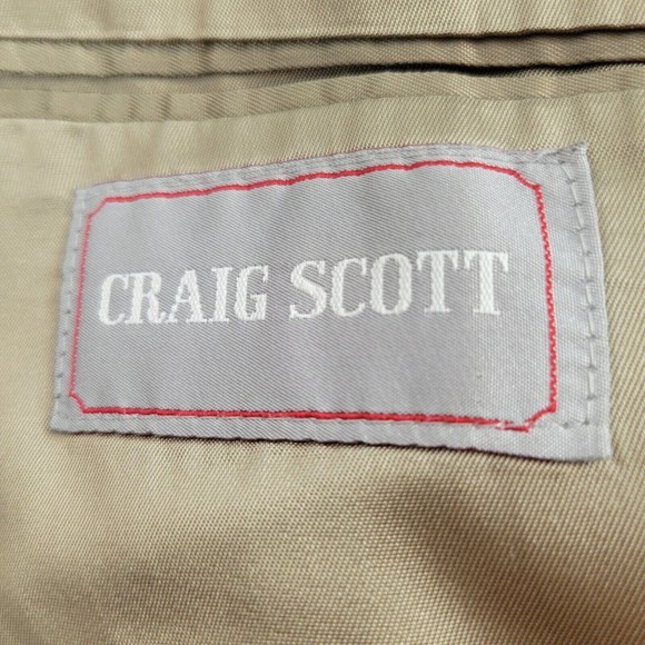 Craig Scott Mens size 44R Brown Tweed Wool Blazer Jacket w/ Elbow Patches Vtg - Picture 4 of 12